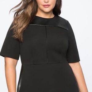 Eloquii Premier workwear dress with faux leather accents